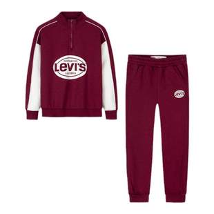 【拜年红色加绒】李维斯儿童套装男童冬装卫衣长裤长袖裤子运动装