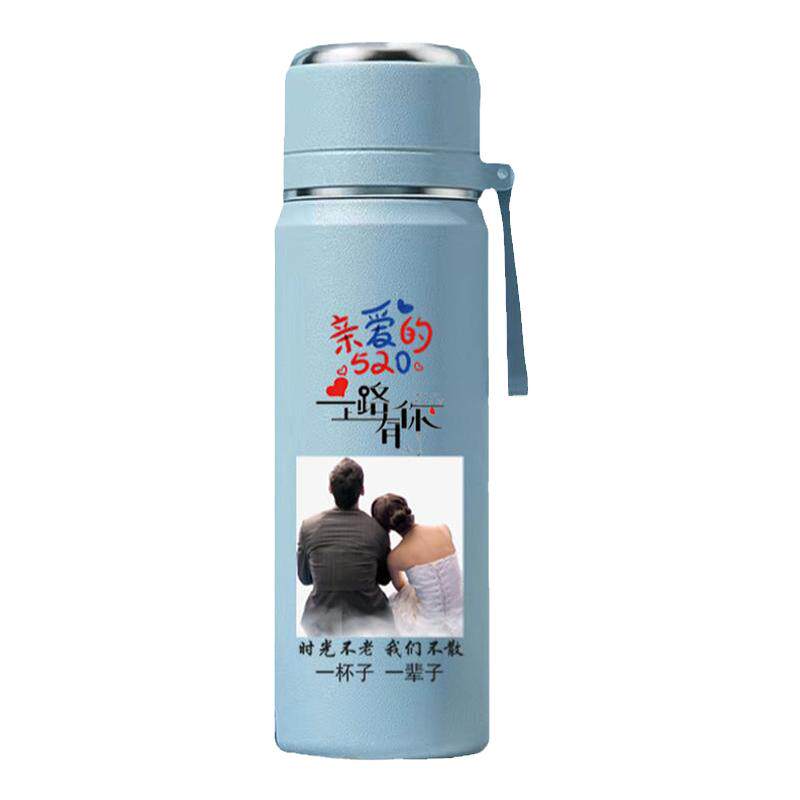 免费印照片刻字便携保温杯带滤网