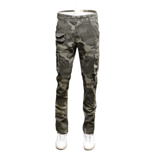 春秋工装迷彩牛仔裤男士直筒修身多口袋长裤子男户外军训休闲潮牌