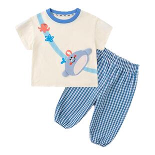 嘟嘟家男童套装夏季儿童短袖洋气宝宝裤子T恤女童童装衣服春季类t