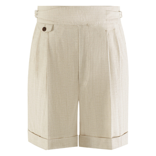 Acme cultum进口亚麻羊毛意式老钱斜纹廓尔喀短裤男休闲五分西裤