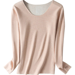 羊绒+蚕丝+德绒 无痕打底衫女 秋冬加厚保暖内搭长袖T恤 阿狸格格