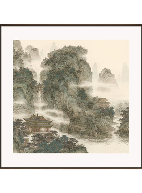 新中式禅意山水方形挂画
