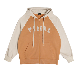 BD健美站春季开衫卫衣男时尚撞色刺绣连帽外套男宽松运动