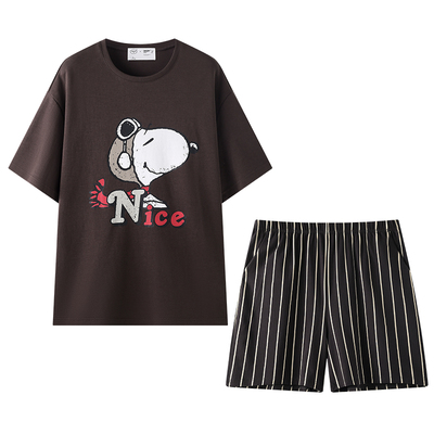 情侣睡衣夏季薄款纯棉短袖家居服