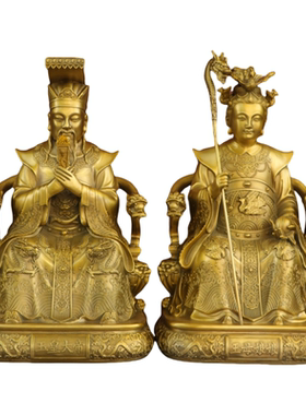黄铜玉帝王母神像佛堂供奉摆件