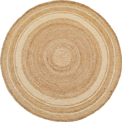 北欧简约手工编织圆形黄麻地毯