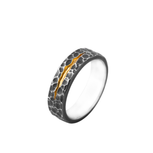 锤纹黄金瞳戒指复古做旧时尚小众设计个性情侣款男女百搭开口指环