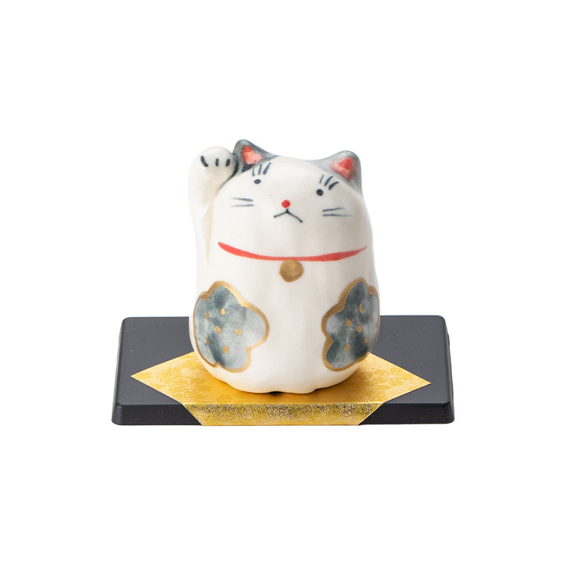 日本进口手工招财猫陶瓷摆件呆萌日式可爱迷你桌面装饰品工艺品