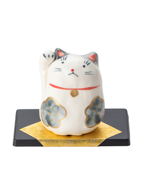 日本进口手工招财猫陶瓷摆件呆萌日式可爱迷你桌面装饰品工艺品