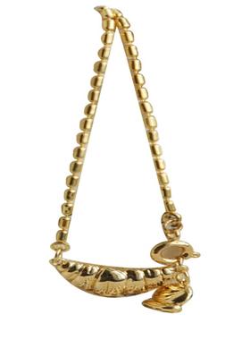 小众高质感18K金牛角包吊坠项链