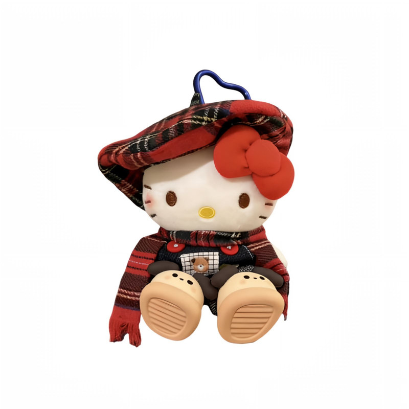 正版新年红纽扣HelloKitty凯蒂猫包挂件卡通毛绒玩偶钥匙扣送礼物
