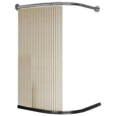 折叠弧形浴帘两侧磁吸奶油风