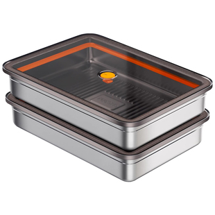 佳帮手强密封冷冻盒冰箱冷冻室专用304不锈钢储藏盒肉类速冻盒子