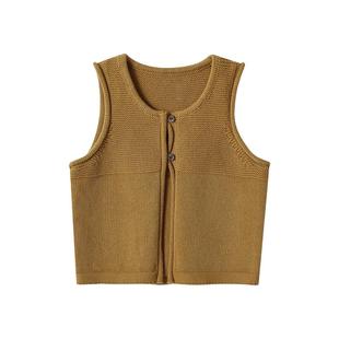 嫚熙婴童针织马甲春季外出毛织坎肩小马褂男女宝宝圆领背心外套