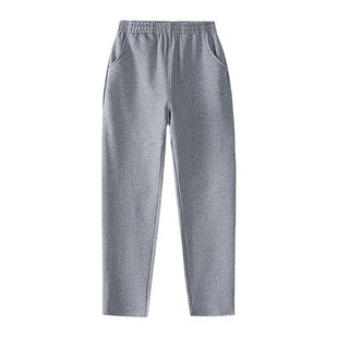 伊顿同色校服裤子浅灰色中小学生春秋款纯棉运动卫裤薄款加绒加厚