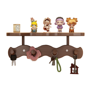 实木挂墙置物架玄关挂钩墙上壁挂收纳架小型入户墙壁创意钥匙排钩