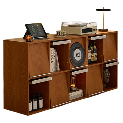 中古风实木书柜组合柜靠墙收纳柜