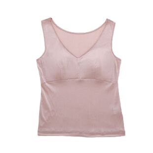 女全桑蚕丝免穿文胸带胸垫背心真丝宽松加垫家居上衣睡衣打底衫