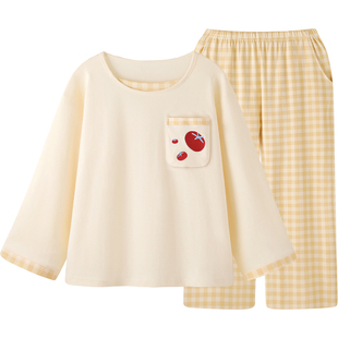 『奶酪番茄』格纹纯棉睡衣女款春秋冬季新款长袖可外穿家居服套装