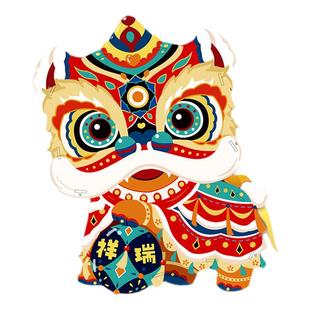 2026年醒狮新年灯笼儿童手工diy材料包幼儿园制作手提马年灯笼