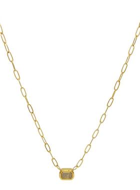 几何锆石不褪色钛钢项链女冷淡风