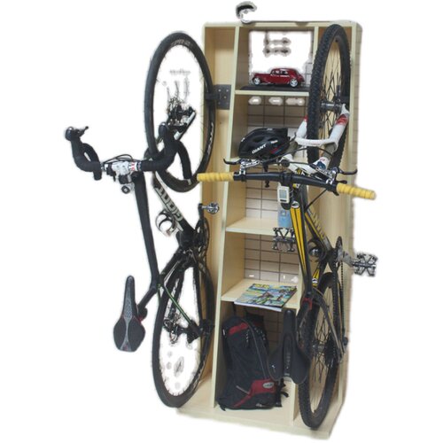 bookbike木制自行车立式停车柜 实木停车架 自行车墙壁挂钩收纳柜