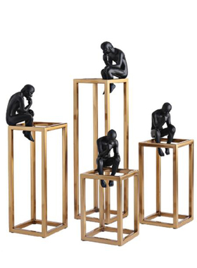 样板房间思考者新中式风金属摆件