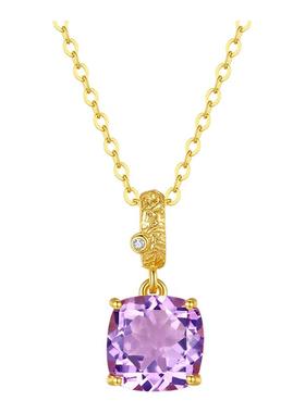 天然紫水晶吊坠项链女