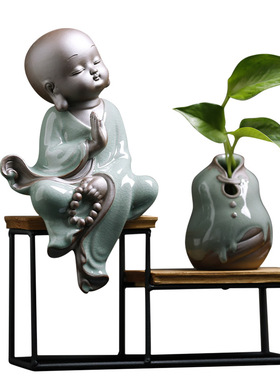小和尚可爱风禅意陶瓷书房摆件