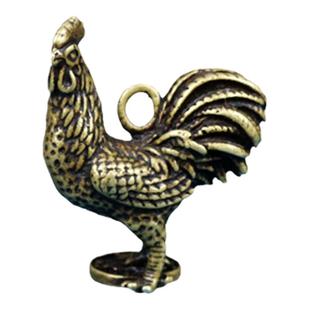 铜鸡钥匙扣挂件摆件纯铜公鸡书包属鸡随身小号生肖鸡踩铜钱鸡吊坠