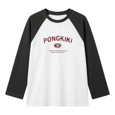 老章和小胖PONGKIKI大码女夏插肩袖T恤胖mm宽松显瘦九分短袖上衣