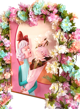 房顶管道假花樱花藤条藤蔓有赠品
