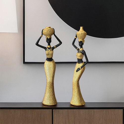 美式创意复古非洲艺术女士雕像样板间工艺品酒柜摆件家用电视柜