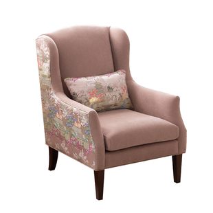 和年美家美式复古国潮刺绣布艺小老虎椅小户型单人沙发卧室休闲椅