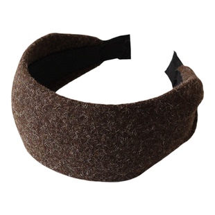 川野法式秋冬纯色毛线宽边发箍女新款简约小众高颅顶压发头箍发饰