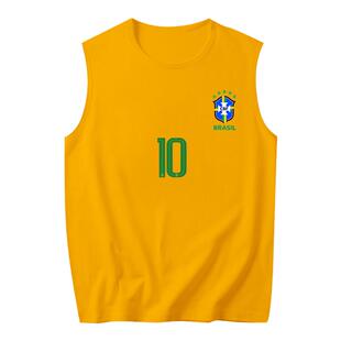 2021美洲杯巴西国家队球迷服内马尔无袖T恤衫男足球衣服纯棉背心