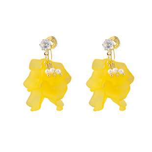 森系复古夸张设计黄色花瓣耳坠耳环超仙温柔优雅流苏蚊香盘耳饰女