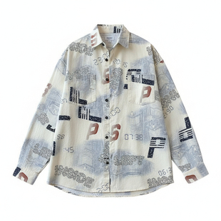 衬衫外套男青少年初中学生春秋季新款帅气翻领夹克男装士潮流衬衣