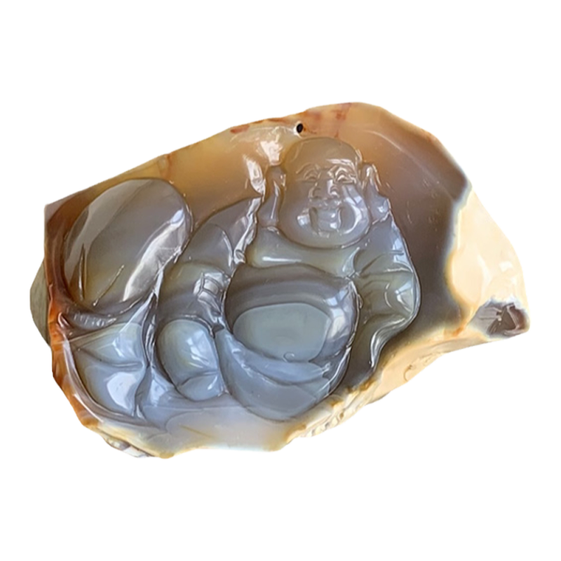 天然带皮玛瑙原石雕刻料佛公