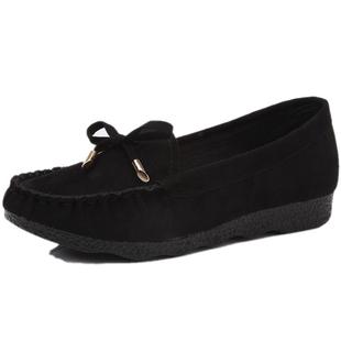 春秋老北京布鞋女鞋平底单鞋黑色工作鞋孕妇妈妈鞋豆豆鞋特大码43