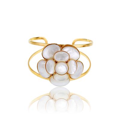 法国进口手工镶嵌贝母山茶花手镯