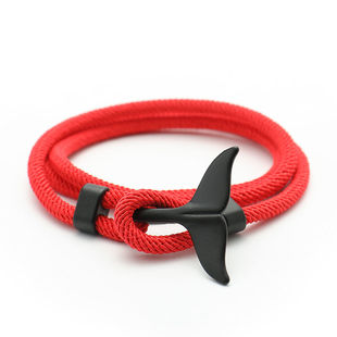 鲸鱼尾手链男手工编织手绳海洋生物日韩活扣可调节手环百搭情侣款