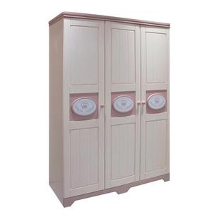A12全实木儿童衣柜卧室女孩简易小户型女童粉色蓝色三门收纳衣柜