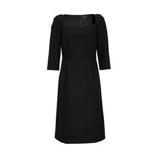 绫致Vero Moda连衣裙25秋冬新腰带七分袖显瘦方领中长裙复古大气