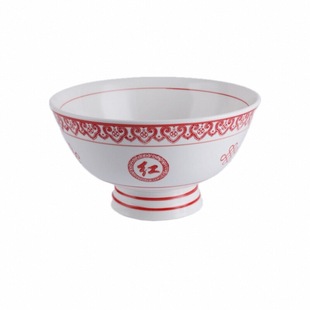 陶瓷餐具汤面碗家用大号中式福字高脚碗加厚红色吉祥喜庆贺岁碗