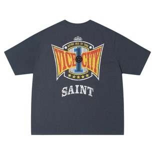 PTOFF2025夏季美式街头正肩圆领重磅百搭皇冠印花短袖t恤宽松上衣