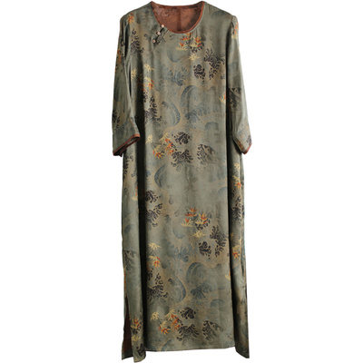 文艺织锦缎高端连衣裙旗袍式国风