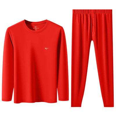 七匹狼男本命年纯棉红色内衣套装