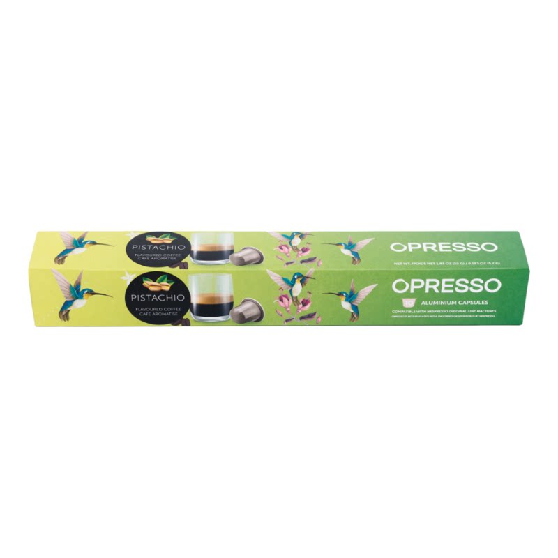 Opresso进口比利时开心果特浓铝制咖啡胶囊52g*2办公上班通勤冲泡